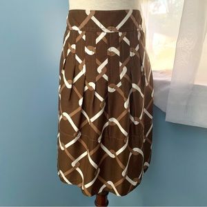 Banana Republic Brown Lattice Print Silk Skirt